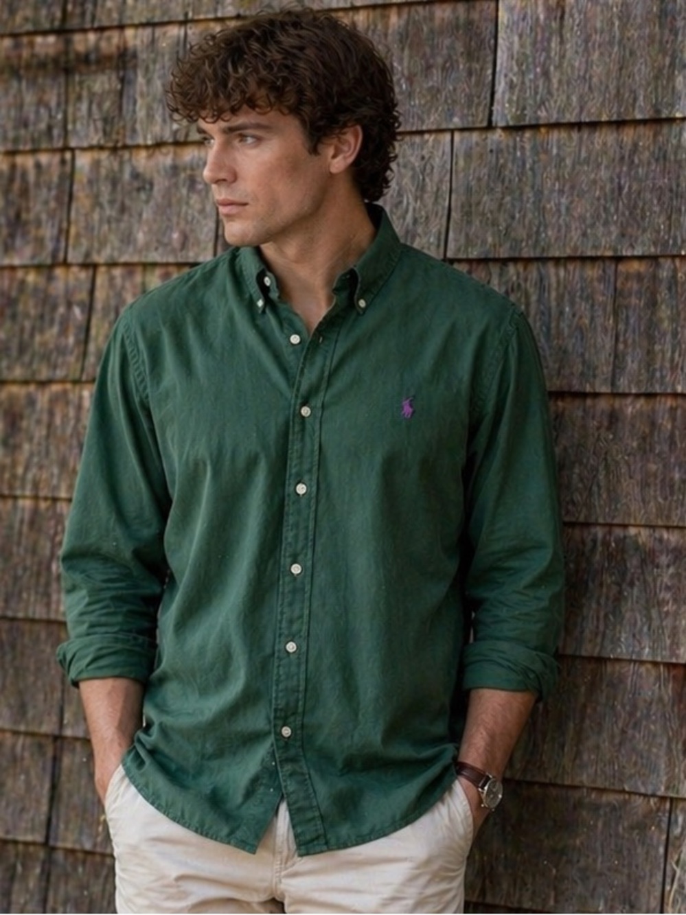 Ralph Lauren Button Down Shirt | Classic Fit | Green Oxford | XXL